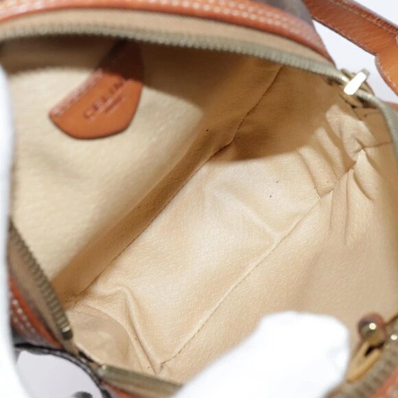 CELINE Macadam Canvas Shoulder Bag PVC Leather Brown Gold Auth 92725V - Picture 12 of 15